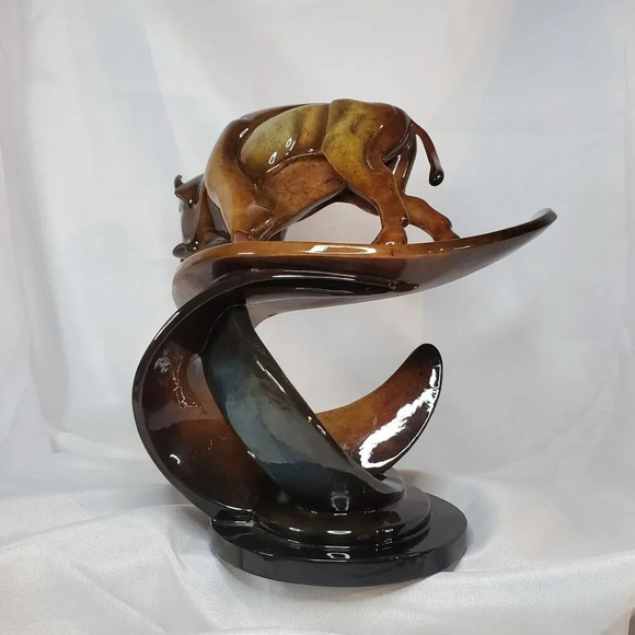 2005 Imago Buffalo Run Gold Ceramic Sculpture signed Stephen Herrero *READ* - Picture 3 of 16